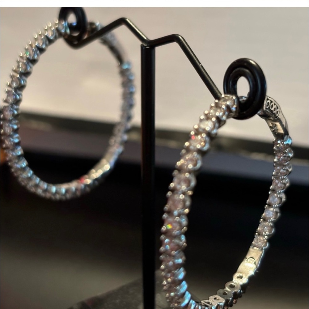 3 carat inside outside Diamond Hoops